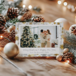 Julfoto elegant Guld och Silver Helg Vykort