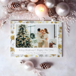 Julfoto elegant Guld och Silver Julkort