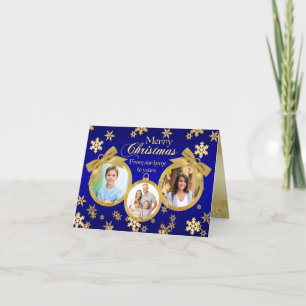 Julfoto för blå och Guld-prydnadsföremål Helgkort