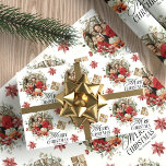 Julfoto för blommigt Elegant-familjen Presentpapper<br><div class="desc">Blommigt Elegant Första familjens julfoto Keramic Ornamic Ornament</div>