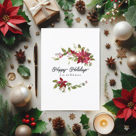 Julfoto för Blommigt med vattenfärg Julkort