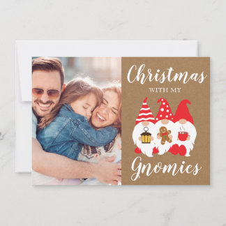 Julfoto för Cute Family Gnomes Julkort