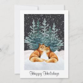 Julfoto för Cute Fox lite Glad helg Julkort