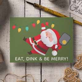 Julfoto för Cute Pickleball Santa Grönt Helgkort