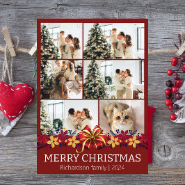 Julfoto för enkel Elegant-blommigt Julkort