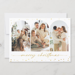 Julfoto för hälsning av foto i Guld Glitter Inbjudningar