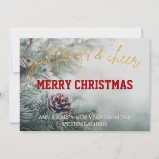 Julfoto för hälsning med Guld Glitter