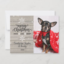 Julfoto för Hund av Rustic Wood Snöflingor