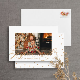 Julfoto för Joyeux Noel Elegant-skript Julkort