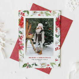 Julfoto för kommande vinter-Blommönster Julkort