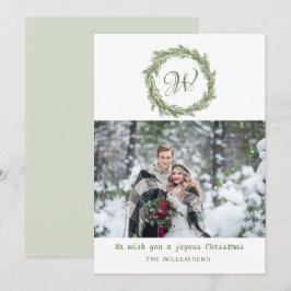 Julfoto för krans i Monogram Gräs Julkort