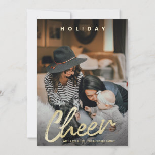 Julfoto för Modern Cheer Guld-penselskript Julkort