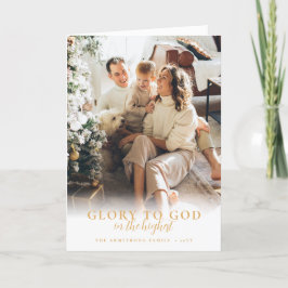 Julfoto för Modern Guld Script Religiösa Helgkort
