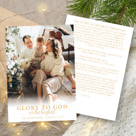 Julfoto för Modern Guld Script Religiösa Julkort