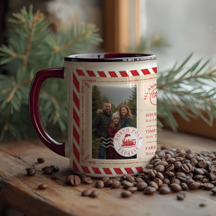 Julfoto för North Pole Express Tåg Biljett Mugg