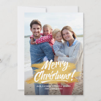 Julfoto för penseldrag i god jul Guld Julkort