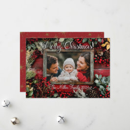 Julfoto för personlig Rustic-familjen Julkort