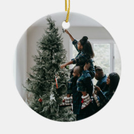 Julfoto för personlig två sidor i familjen julgransprydnad keramik