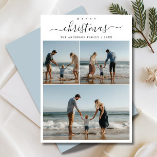 Julfoto för stollig Script Maritime Beachy Julkort