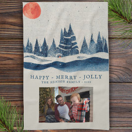 Julfoto för vinterlandskapet Sotty Forest Måne Kökshandduk