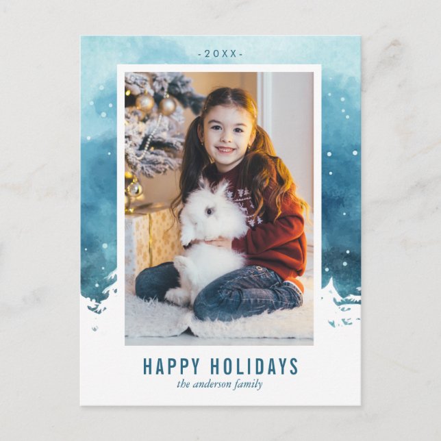 Julfoto för vintervinterscenen helg vykort (Framsida)