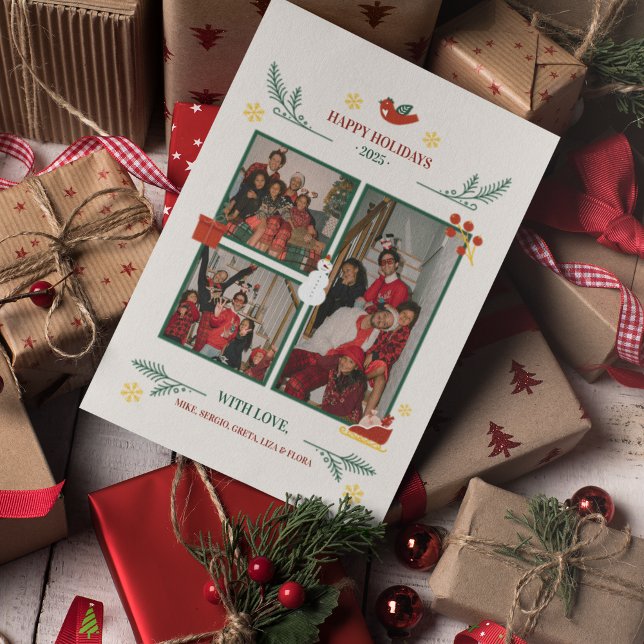 Julfoto från den vita familjen vykort (Holiday snapshots wrapped in love and joy—sharing the magic of our season with yours.)