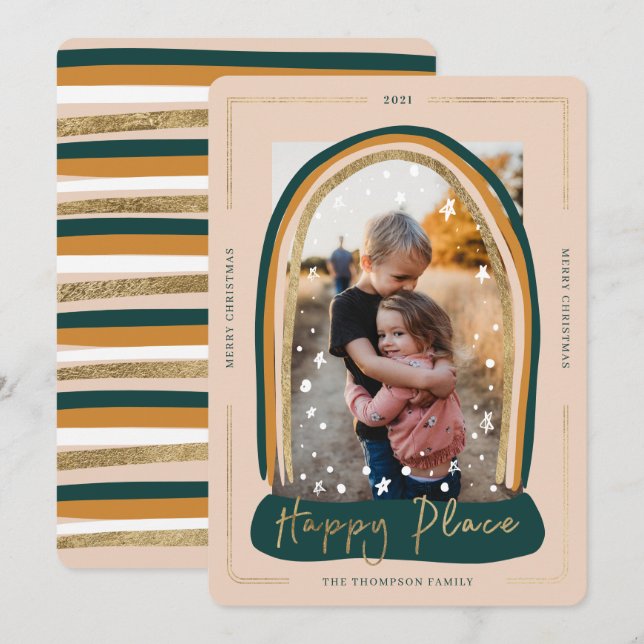 Julfoto från Lycklig Modern Snö - Globe i Ställe Julkort (Fram/baksida)