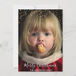 Julfoto guld Glitter Confetti Julkort
