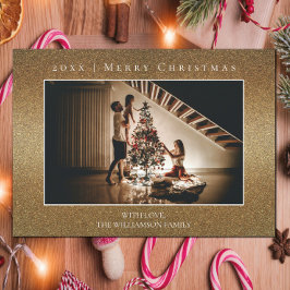 Julfoto guld Glitter Julkort
