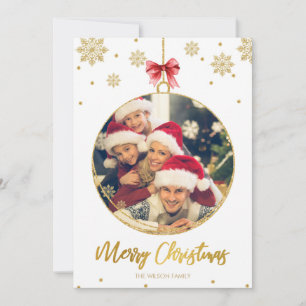 Julfoto Guld Glitter Modern Typografi, Julkort