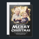 Julfoto Guld Glitter och Chalkboard-kort för Julkort<br><div class="desc">Var höger med det här chalkboard-fotojulkortet! Den här designen har en bakgrundsbild av kretskort med tips på digitalt guld glitter-bilder.</div>