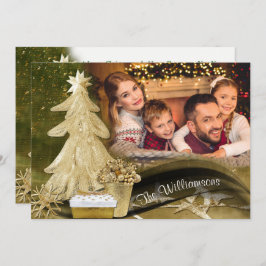 Julfoto guld Snöre Julgran Julkort