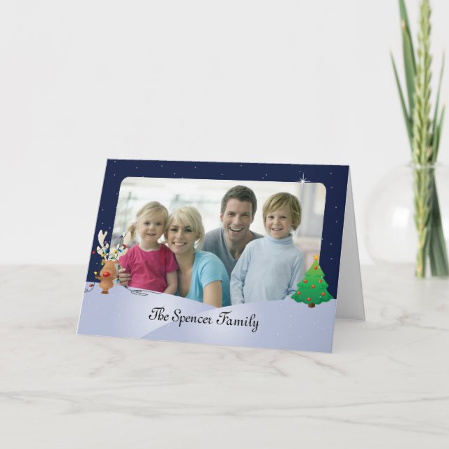 Julfoto-hälsningskort med Rudolph (5 x 7) Helgkort (Framsida)