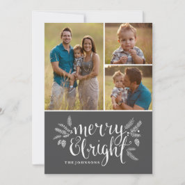 Julfoto-hälsningskort - Merry & Bright Julkort