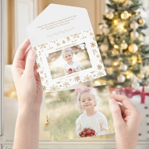 Julfoto Hand plockade Guld Snowflake