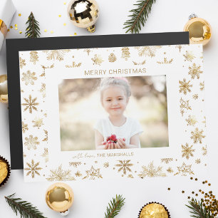 Julfoto Hand plockade Guld Snowflake