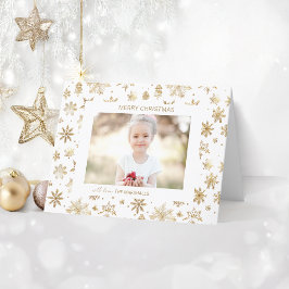 Julfoto Hand plockade Guld Snowflake Helgkort