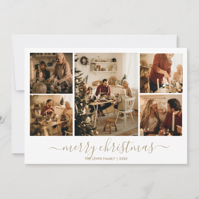 Julfoto-Helgdag-kort (Guld) Julkort (Framsida)