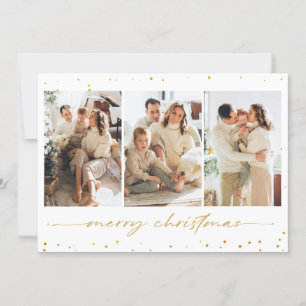 Julfoto i Guld Glitter Inbjudningar