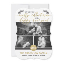 Julfoto-kort, faux guldfolie