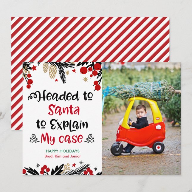 Julfoto-kort för Family Helgdag (Fram/baksida)