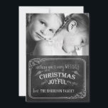 Julfoto-kort/Röda Randen i Chalkboard Julkort<br><div class="desc">Julfoto-kort/Röda Randen i Chalkboard</div>