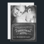 Julfoto-kort/Röda Randen i Chalkboard Julkort<br><div class="desc">Julfoto-kort/Röda Randen i Chalkboard</div>