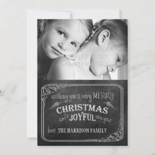 Julfoto-kort/Röda Randen i Chalkboard Julkort