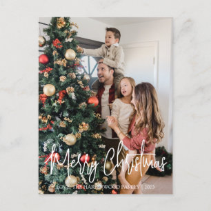 Julfoto med enkel Elegant Typografi-familjen Helg Vykort