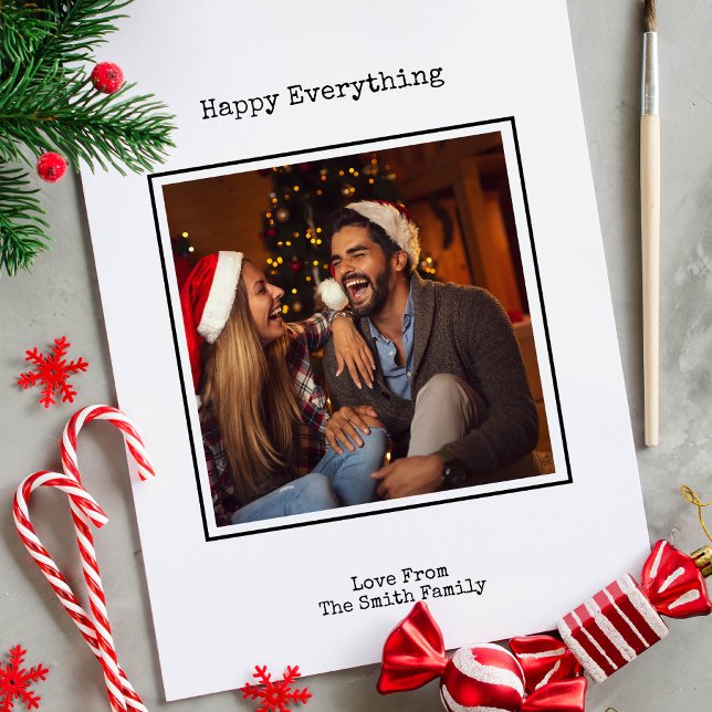 Julfoto med enkel svart och vit skrivmaskin julkort (Skapare uppladdad)