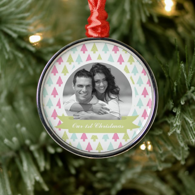 Julfoto med färgat Gräs Träd Julgransprydnad Metall (Träd)