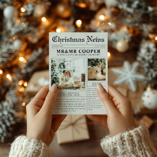 Julfoto med gift i tidningen Newspaper Julkort