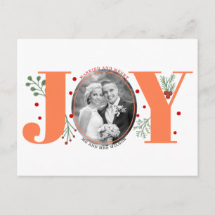 Julfoto med gift och merry coral vykort