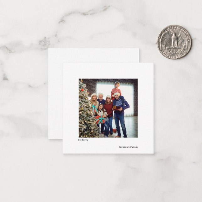 Julfoto med minimal enkel skrivmaskin anteckningskort (Fram/Back In Situ)